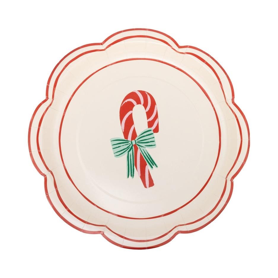 Round Candy Cane Plates - Stesha Party