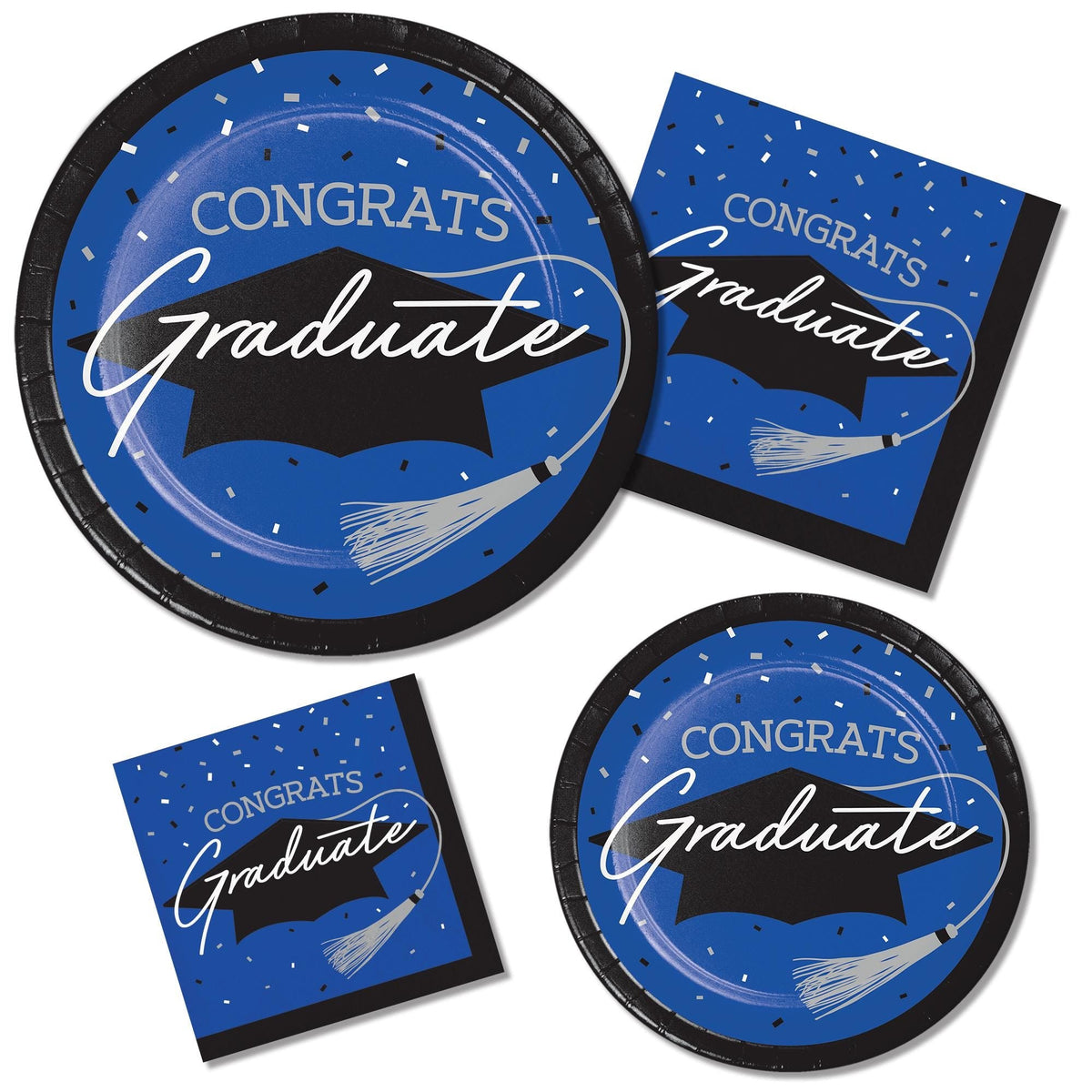 Royal Blue Graduation Cake Plates 18ct - Stesha Party