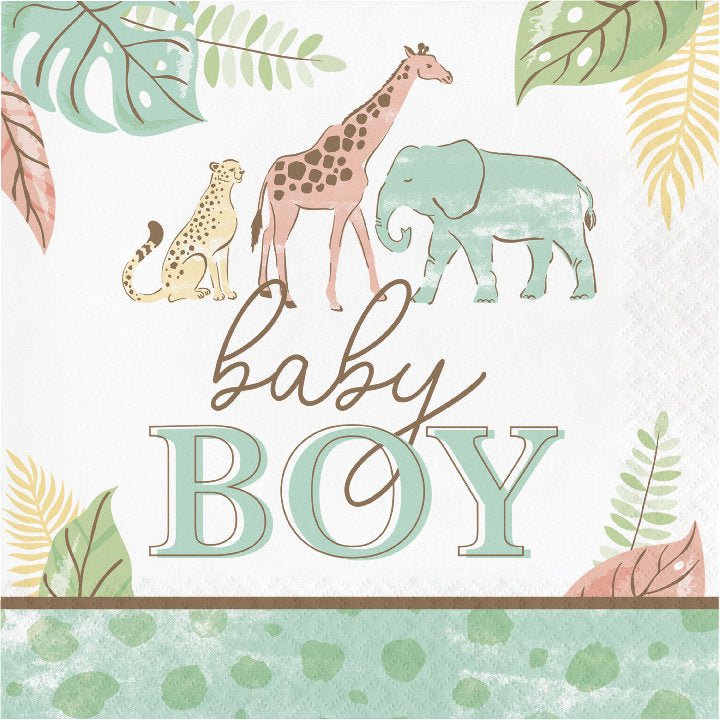 Safari Boy Baby Shower Napkins - Stesha Party