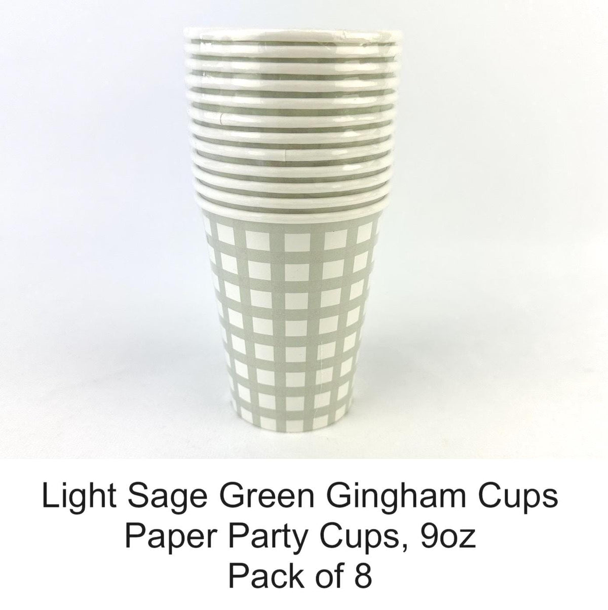 Sage Green 9oz Paper Cups 8ct - Stesha Party
