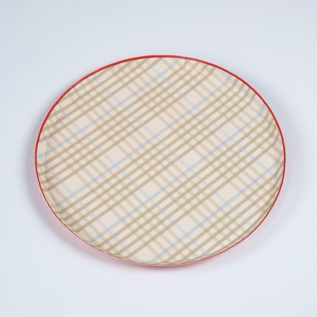Sage Green Gingham Plates 8ct - Stesha Party