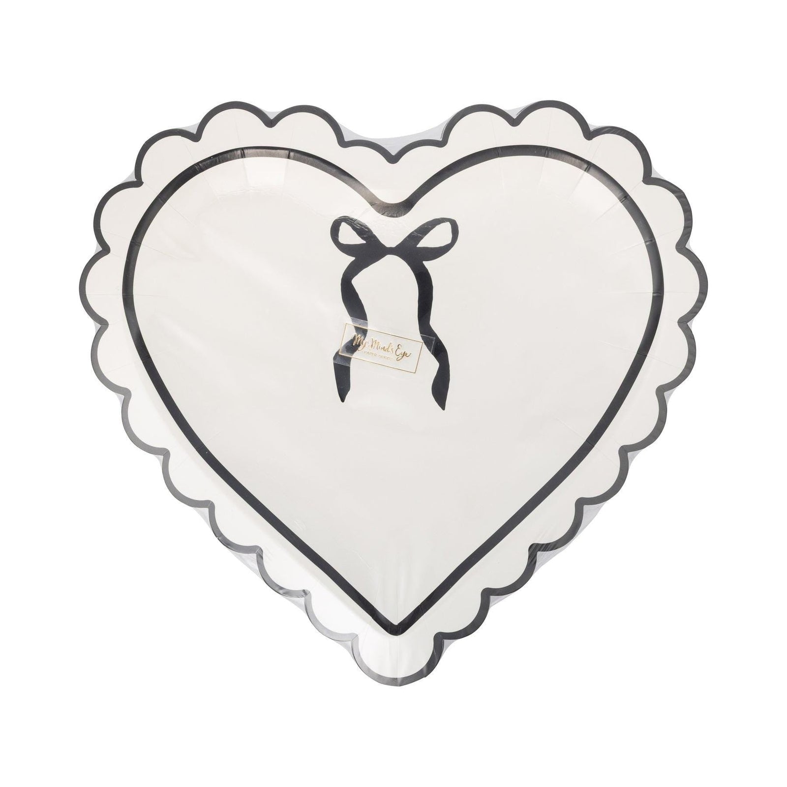 Scalloped Heart Plates with Bow 8ct - Stesha Party