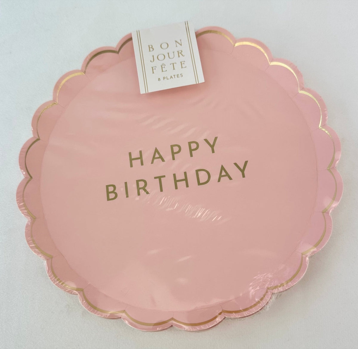 Scalloped Pale Pink Happy Birthday Plates 8ct - Stesha Party