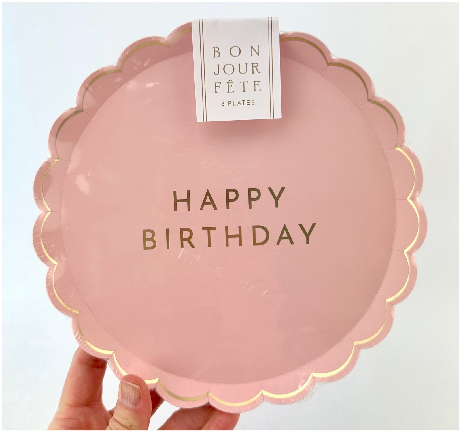 Scalloped Pale Pink Happy Birthday Plates 8ct - Stesha Party