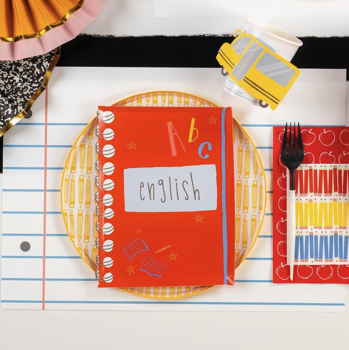 School Notebook Plates 8ct - Stesha Party