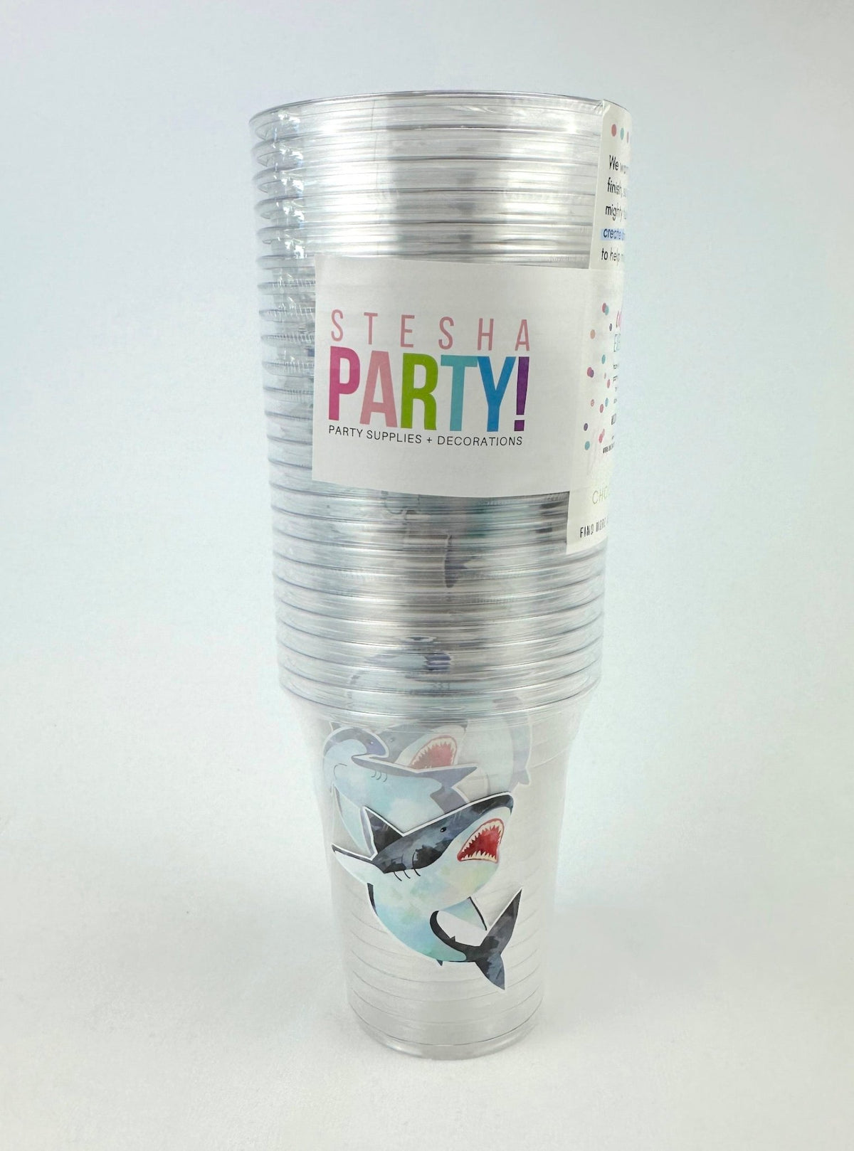 Shark Birthday Party Cups 24ct - Stesha Party