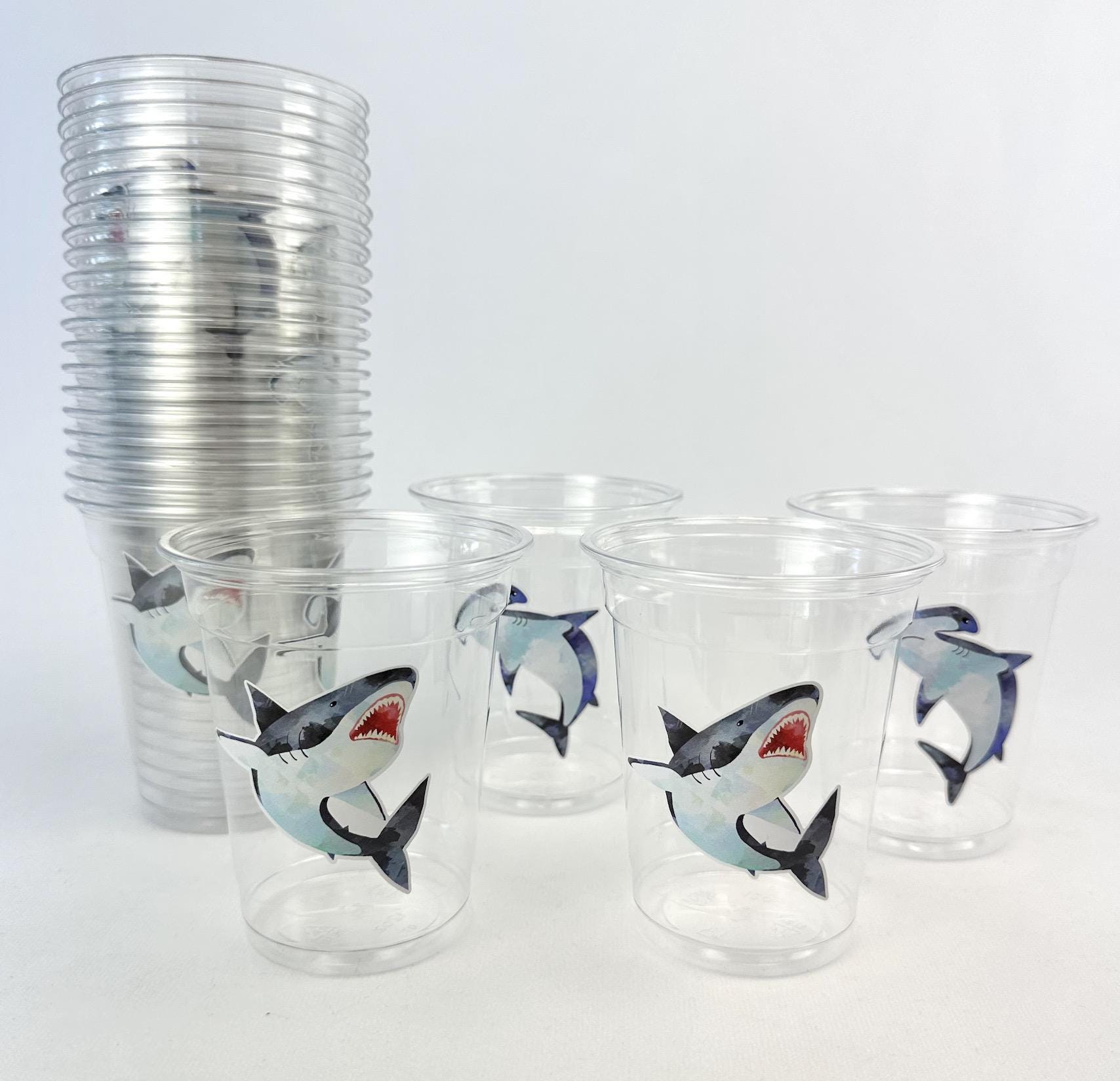 Shark Birthday Party Cups 24ct - Stesha Party
