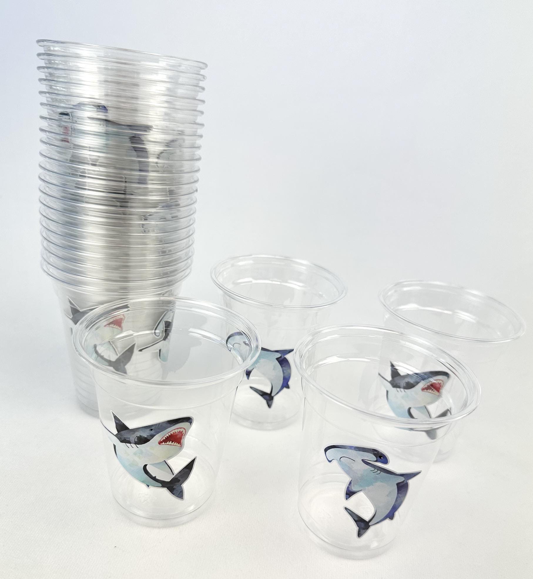Shark Birthday Party Cups 24ct - Stesha Party
