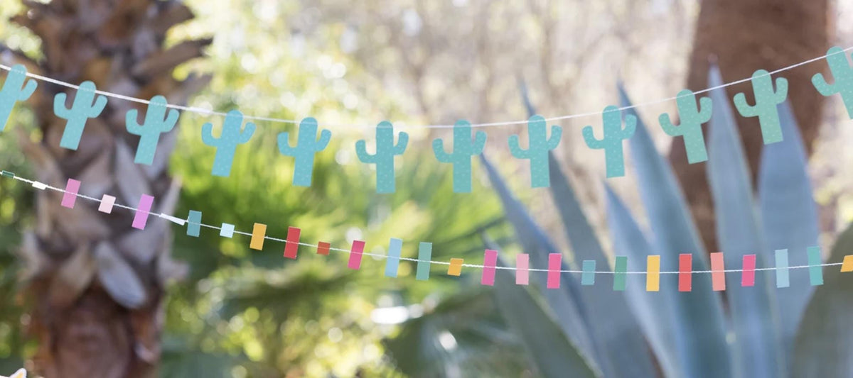 Small Green Cactus Paper Party Banner 6ft - Stesha Party