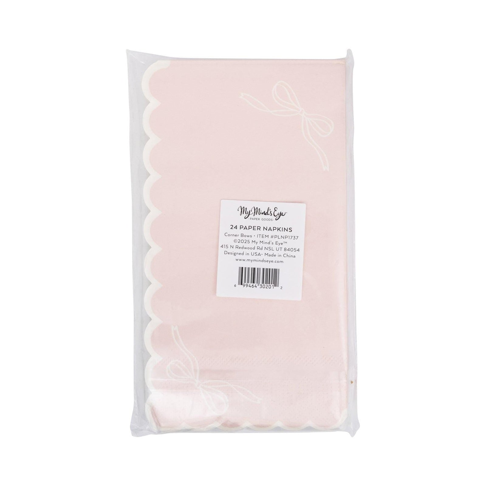 Soft Pink Bow Dinner Napkins 24ct - Stesha Party
