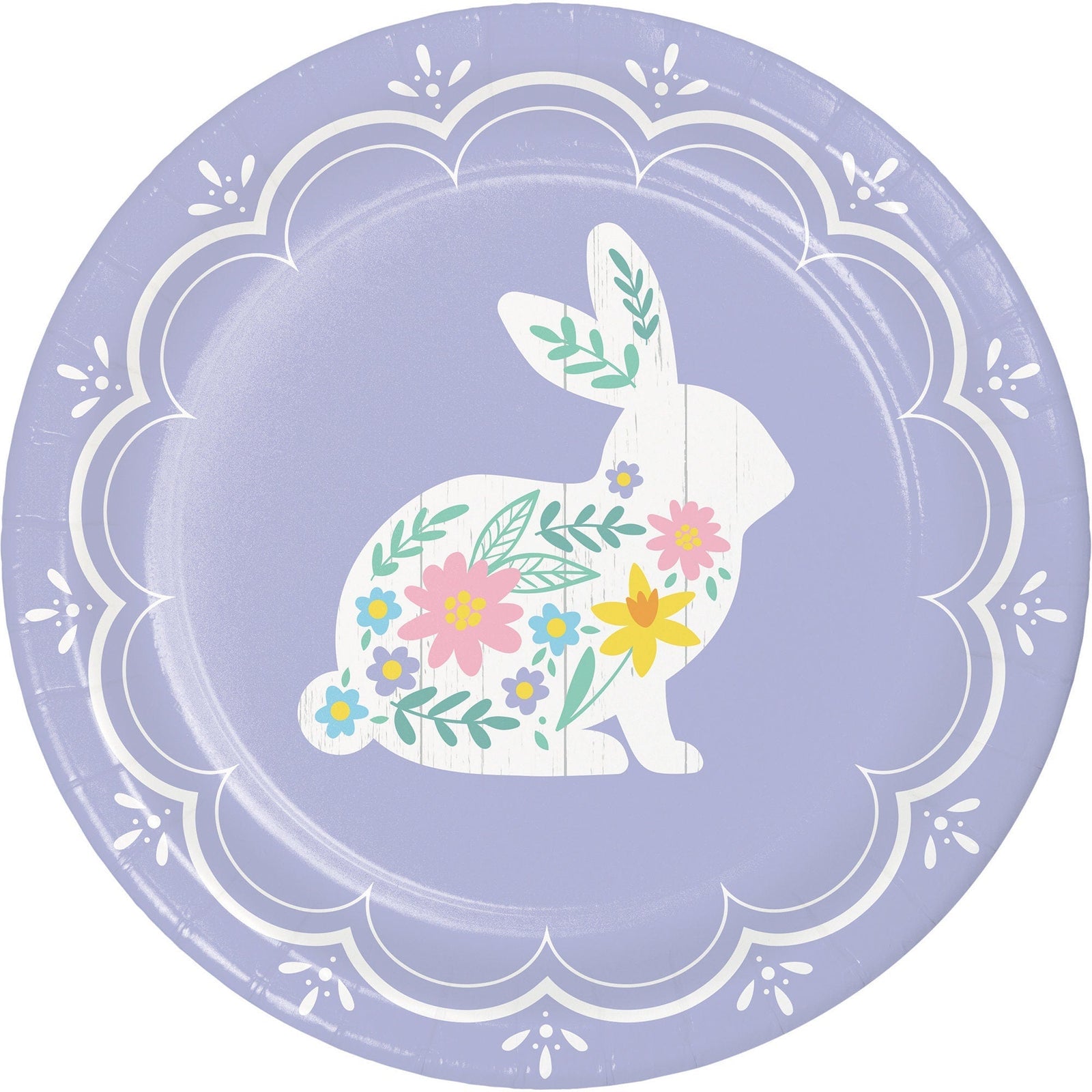 Spring Floral Bunny Paper Plates - Stesha Party