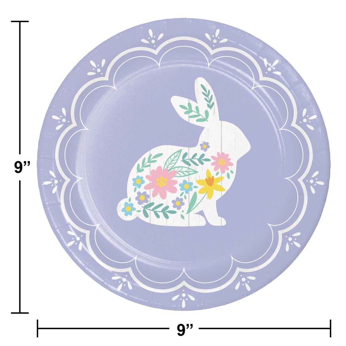 Spring Floral Bunny Paper Plates - Stesha Party