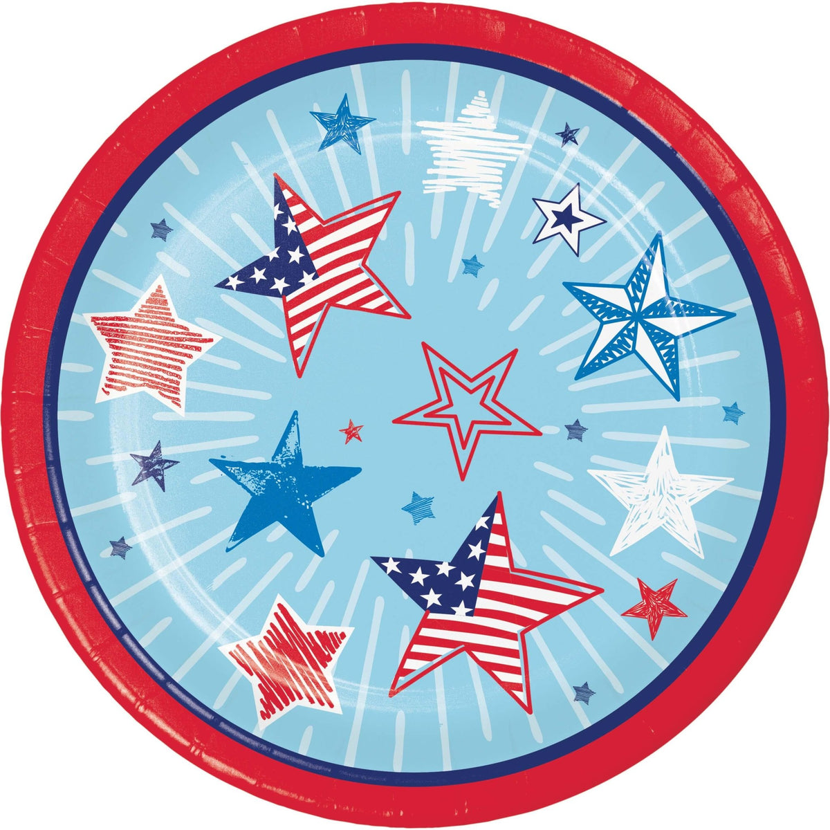 Stars &amp; Stripes Party Paper Cake Plates 8ct - Stesha Party