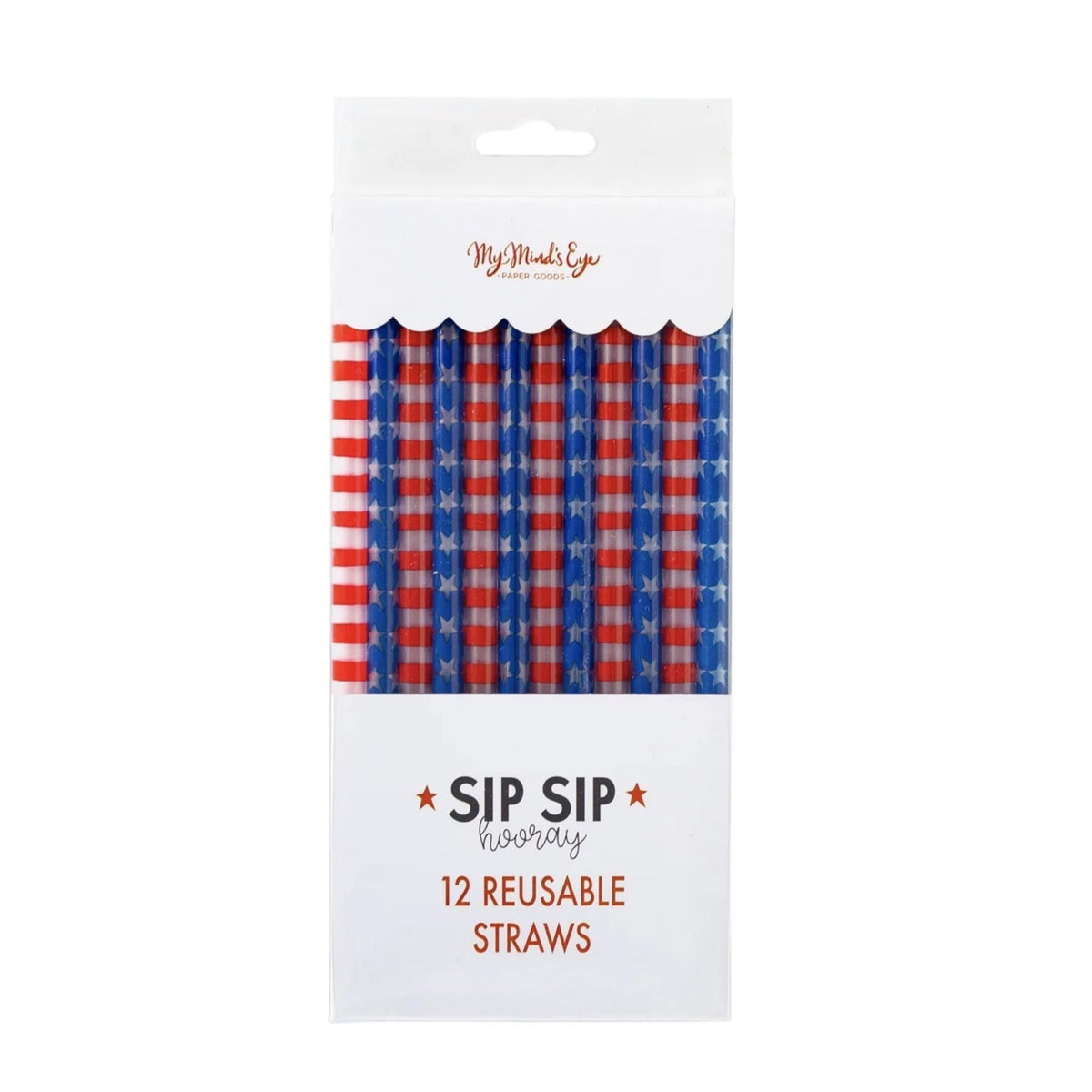 Stars & Stripes Reusable Plastic Straws 12ct - Stesha Party