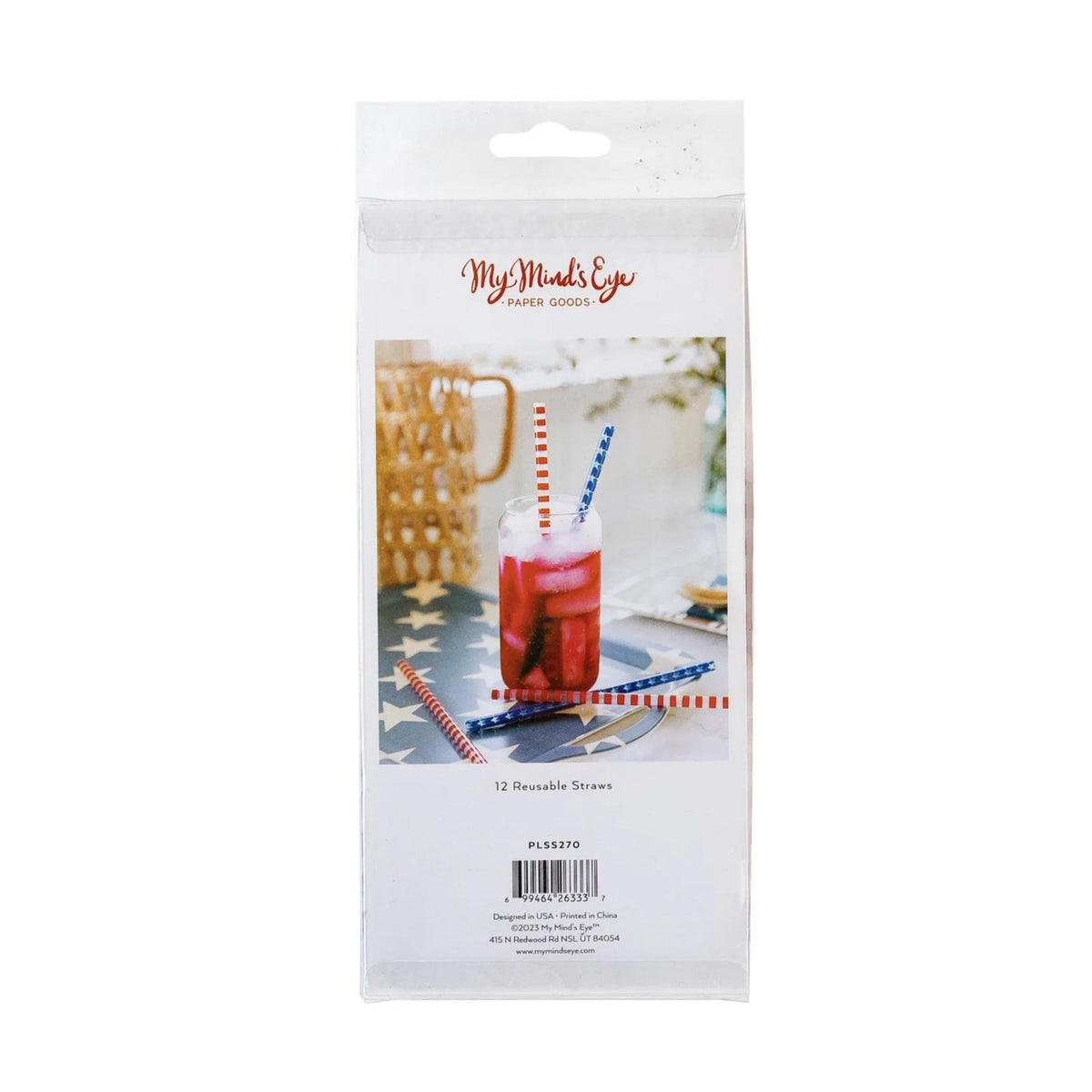 Stars & Stripes Reusable Plastic Straws 12ct - Stesha Party