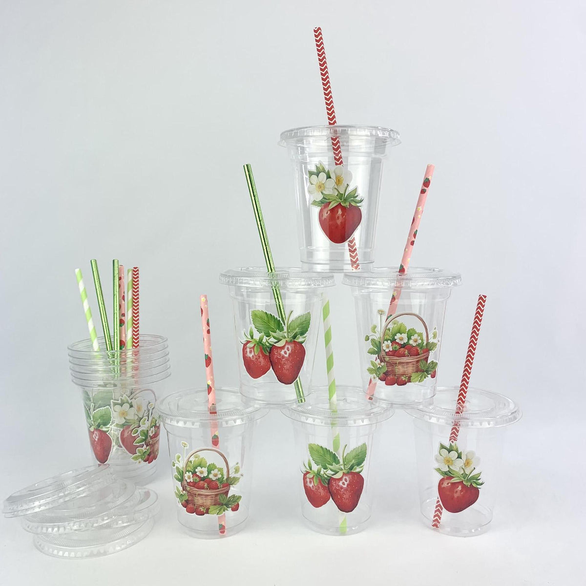 Strawberry Party Cups 12ct - Stesha Party