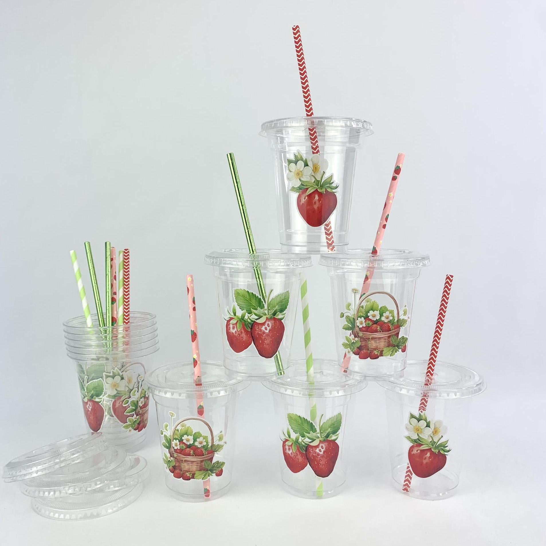 Strawberry Party Cups 12ct - Stesha Party
