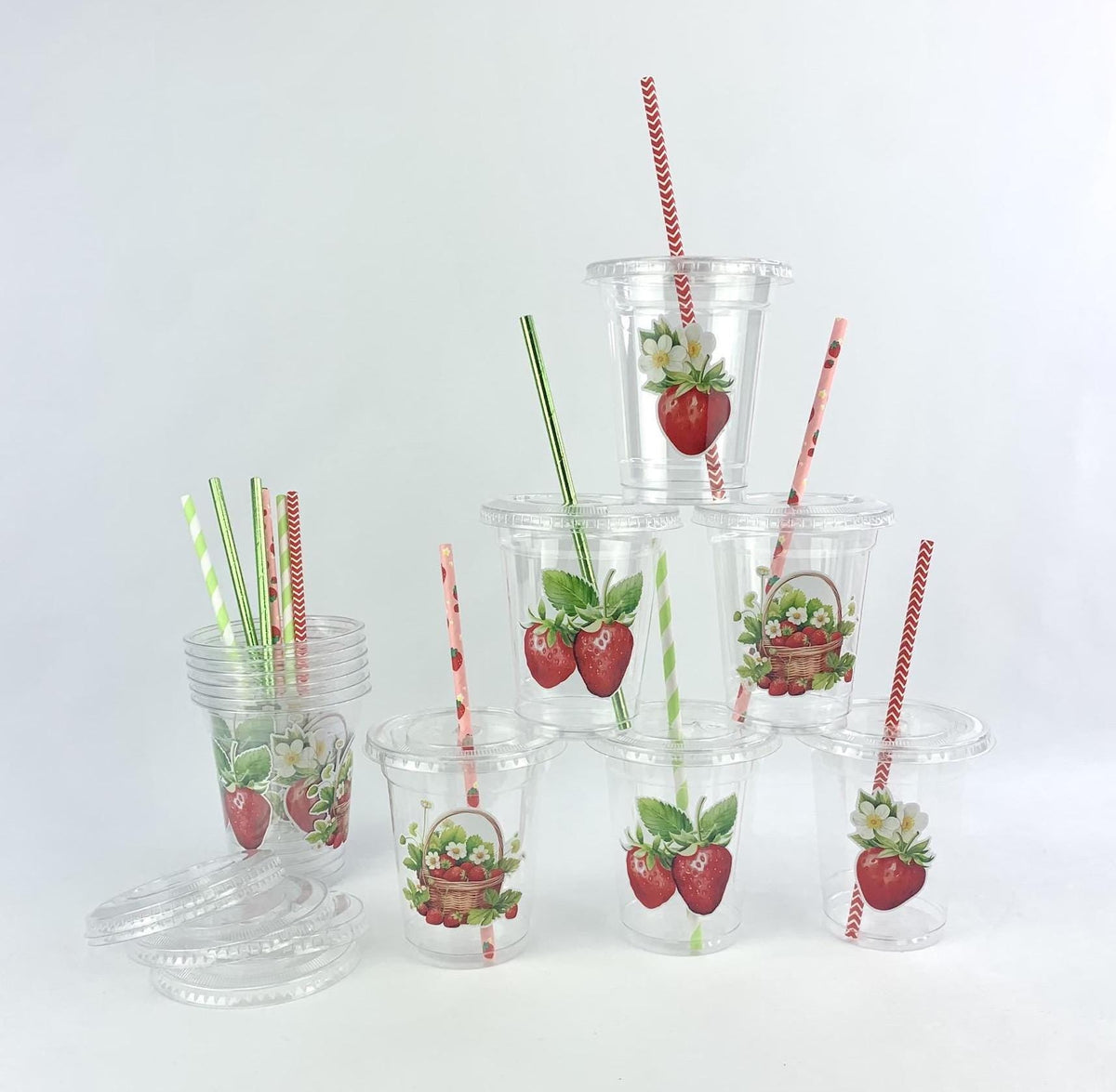 Strawberry Party Cups 12ct - Stesha Party