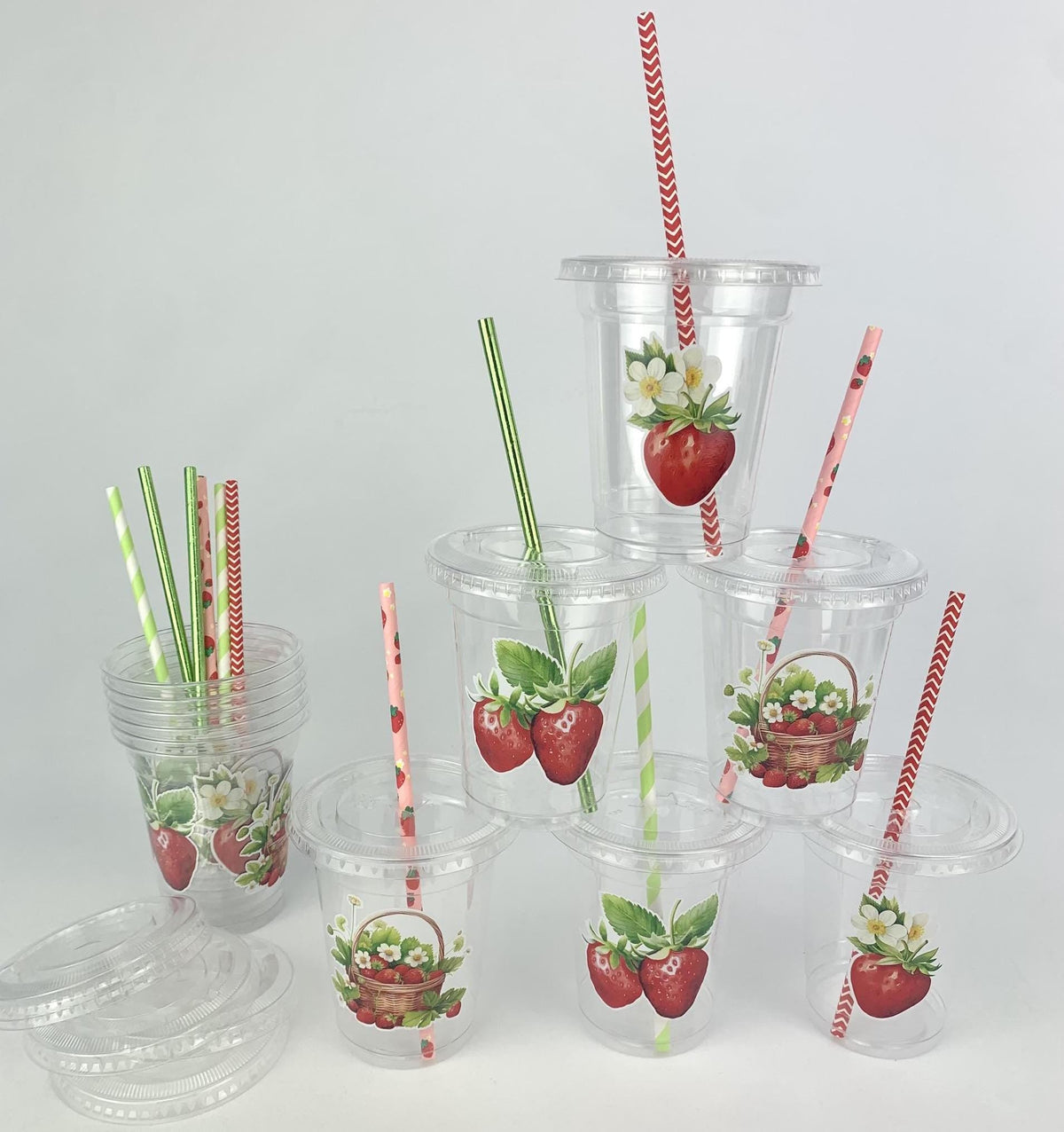 Strawberry Party Cups 12ct - Stesha Party