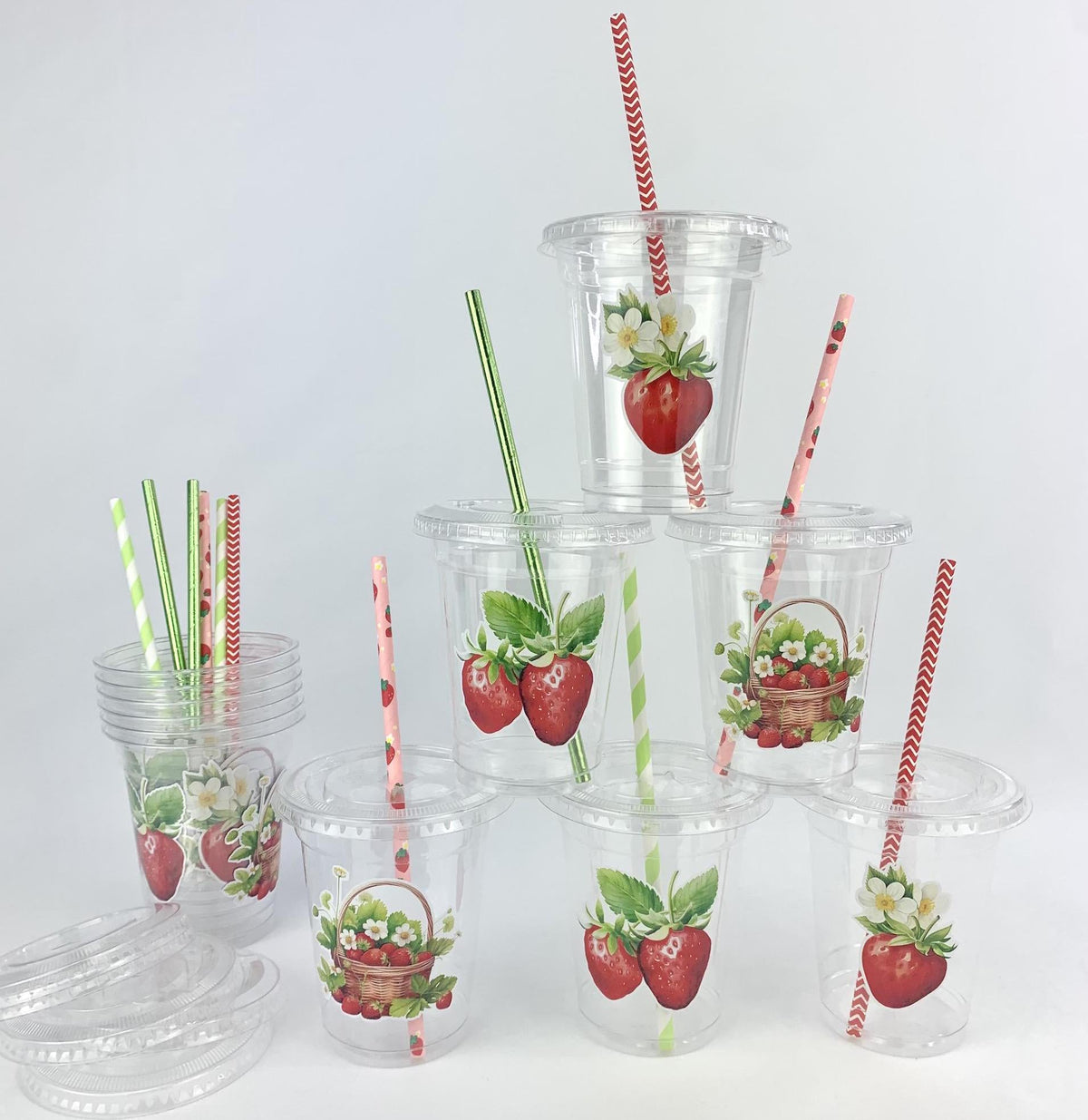 Strawberry Party Cups 12ct - Stesha Party
