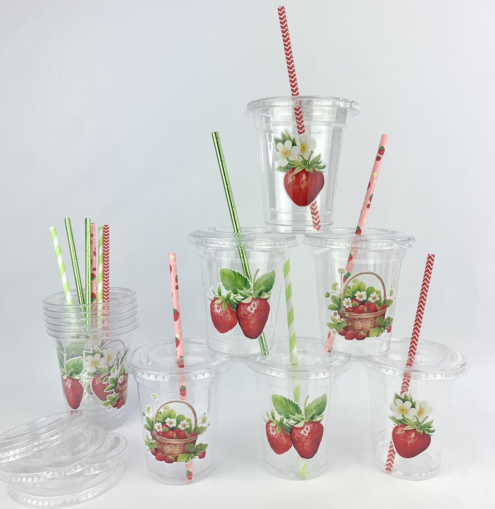 Strawberry Party Cups 12ct - Stesha Party