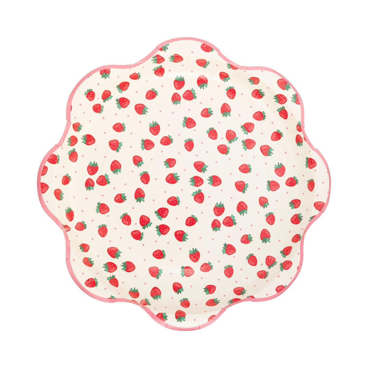 Strawberry Scalloped Plates 8ct - Stesha Party