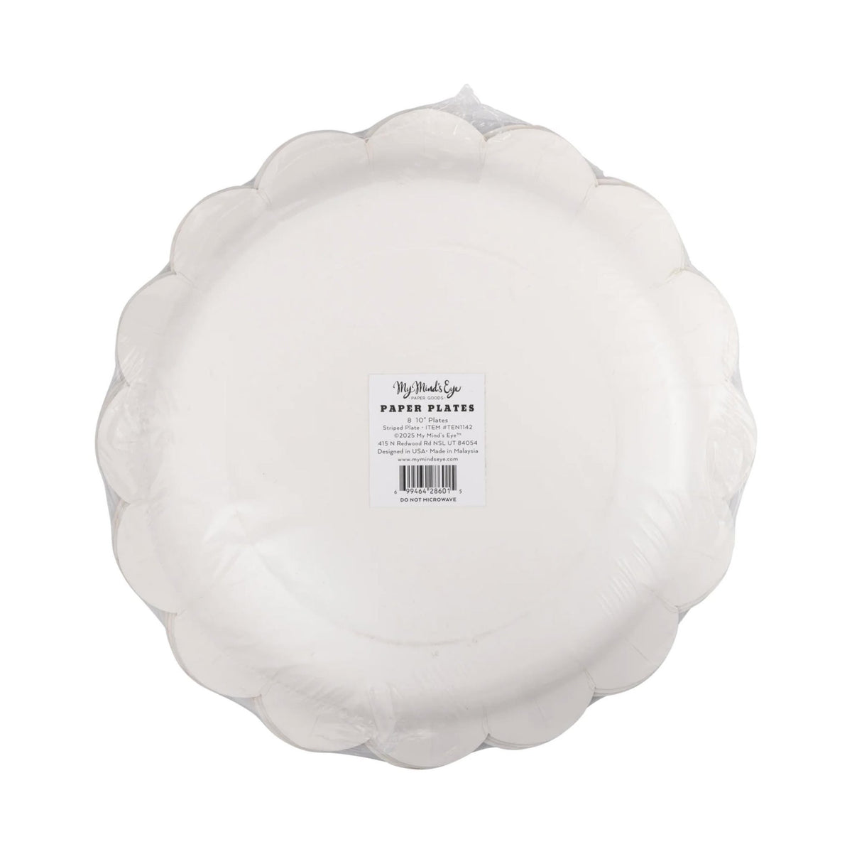 Striped Green Scalloped Dinner Plates 8ct - Stesha Party