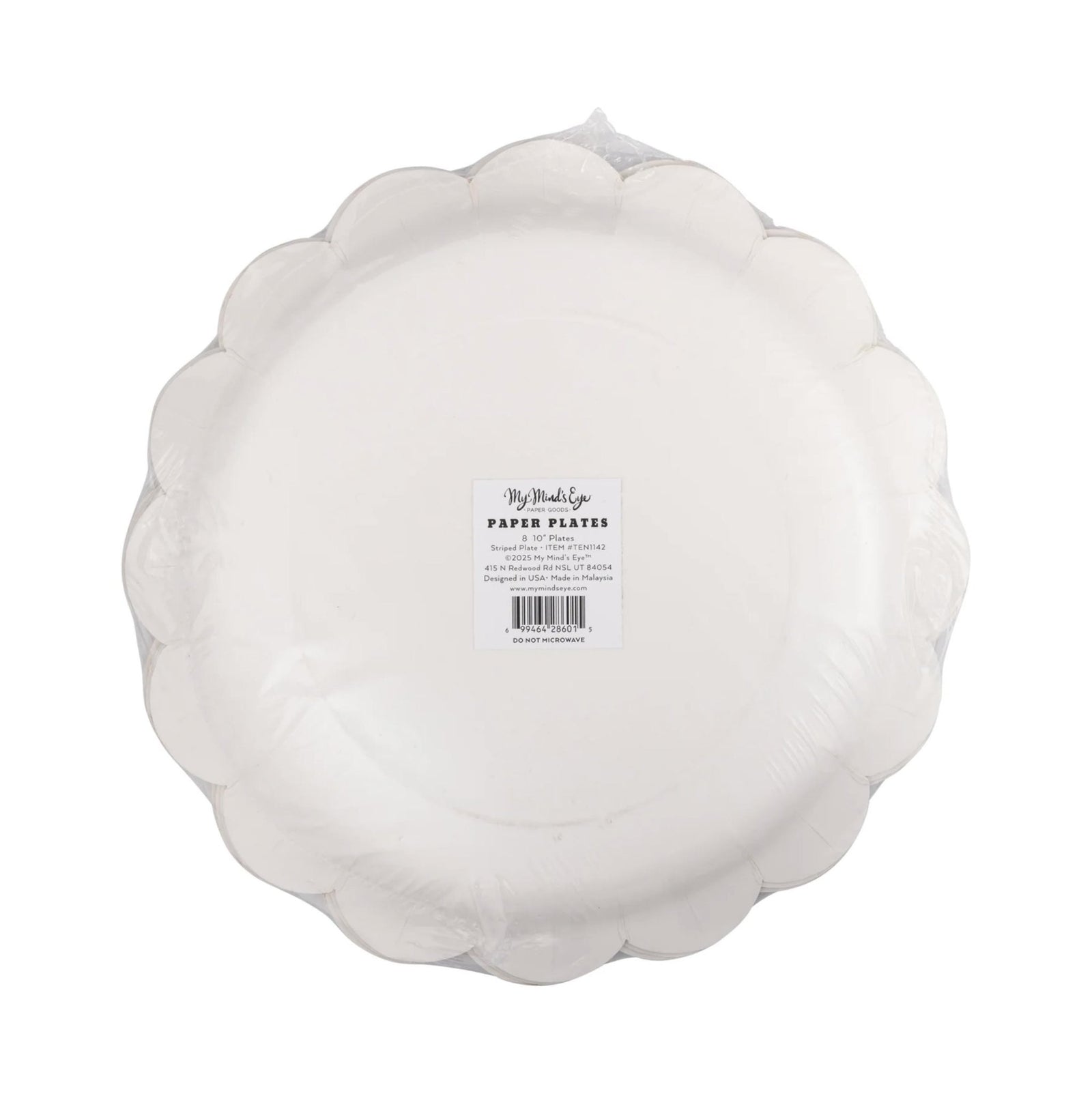 Striped Green Scalloped Dinner Plates 8ct - Stesha Party