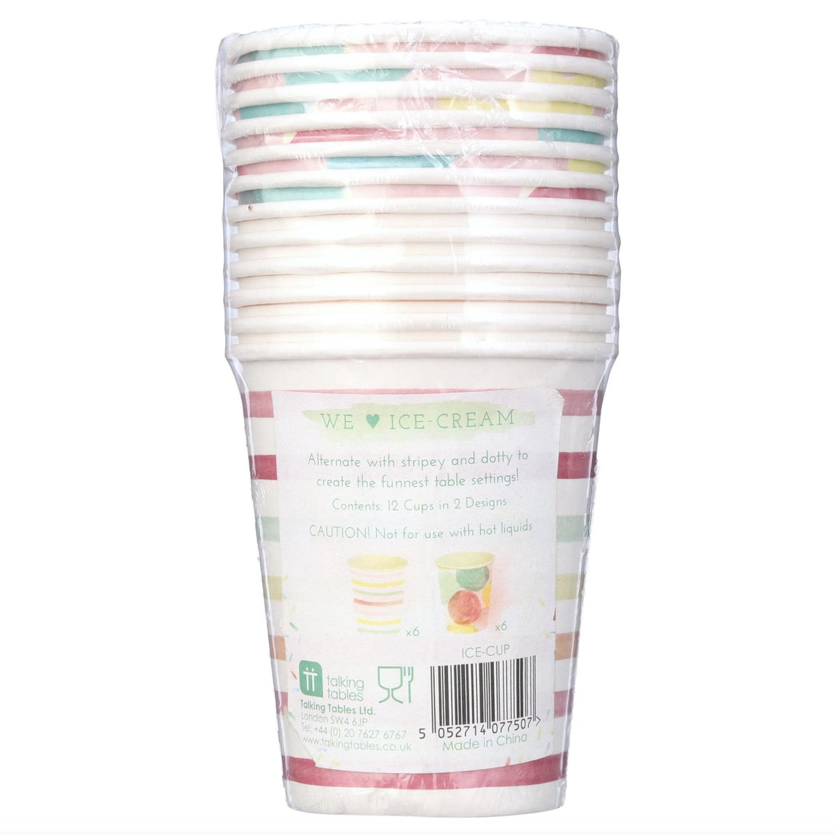 Stripes & Ice Cream Cups 12ct - Stesha Party