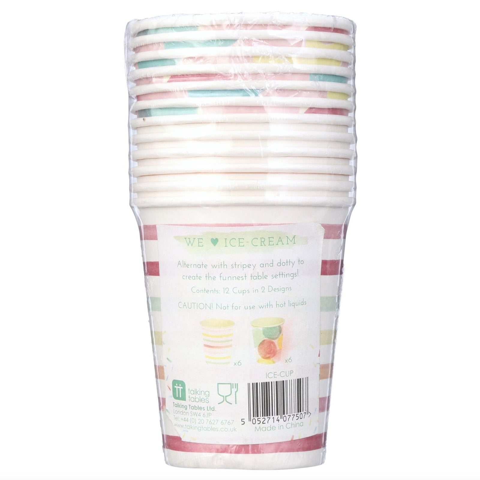 Stripes & Ice Cream Cups 12ct - Stesha Party