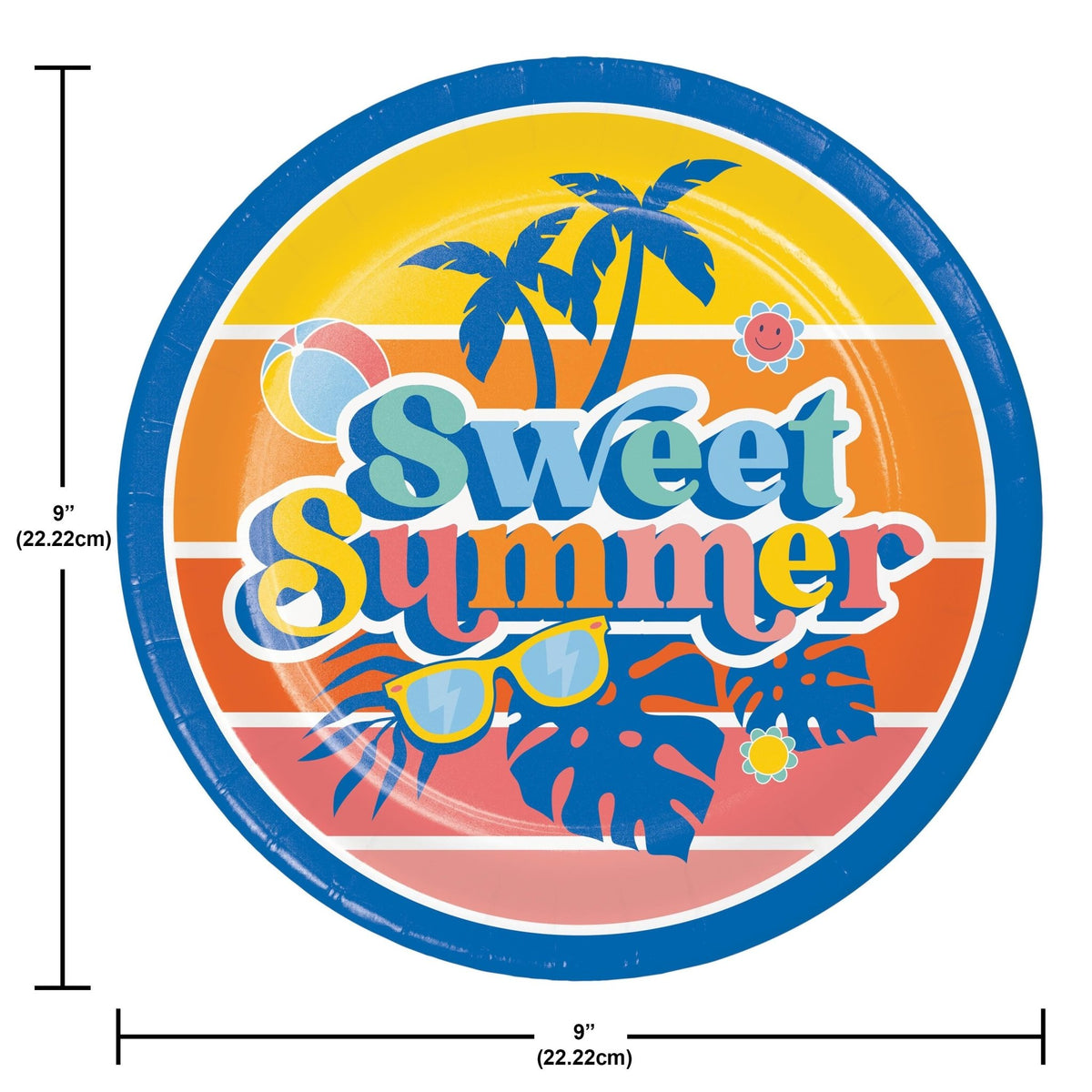 Summer Birthday Party 9" Paper Plates - Stesha Party