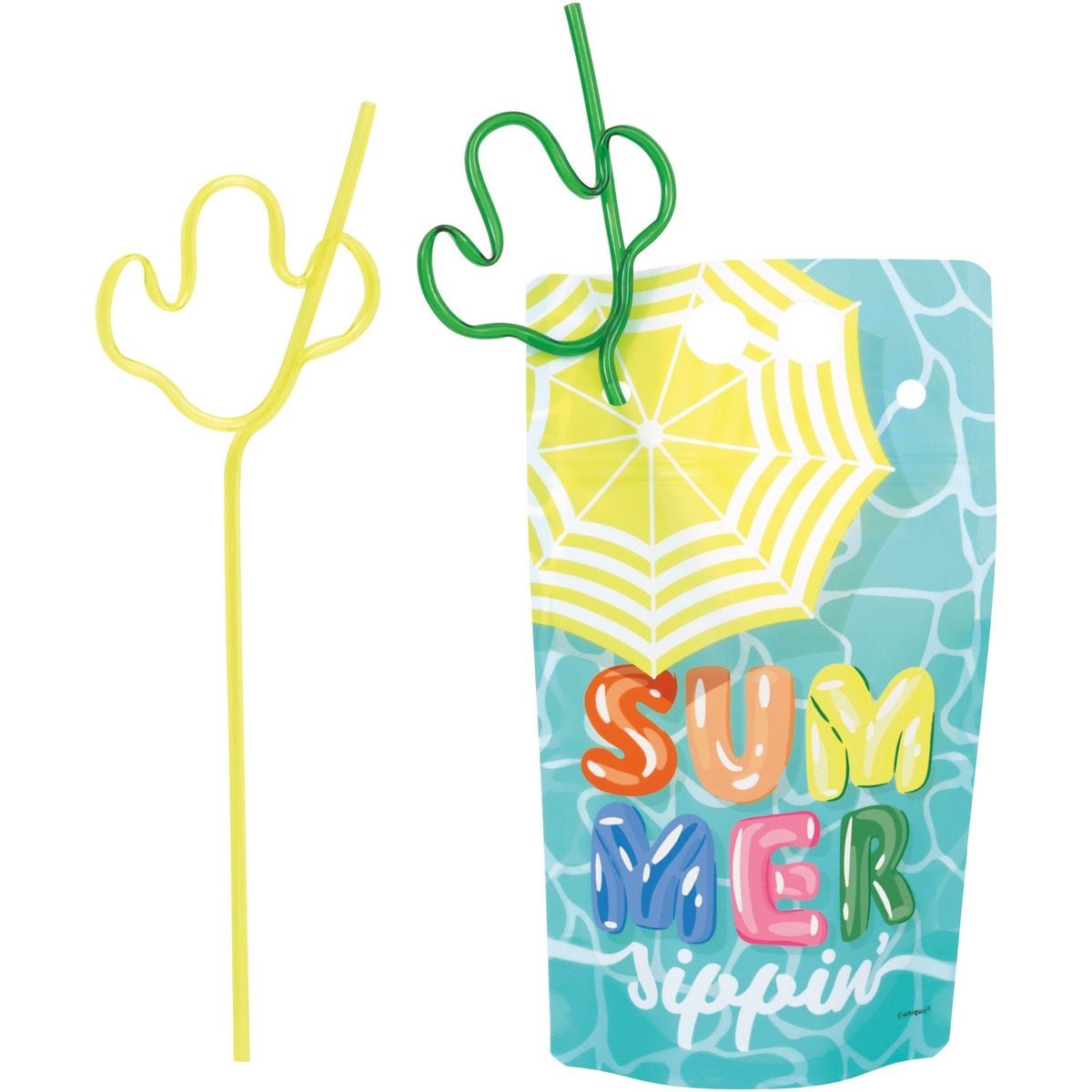 Summer Drink Pouches &amp; Straws 4ct - Stesha Party