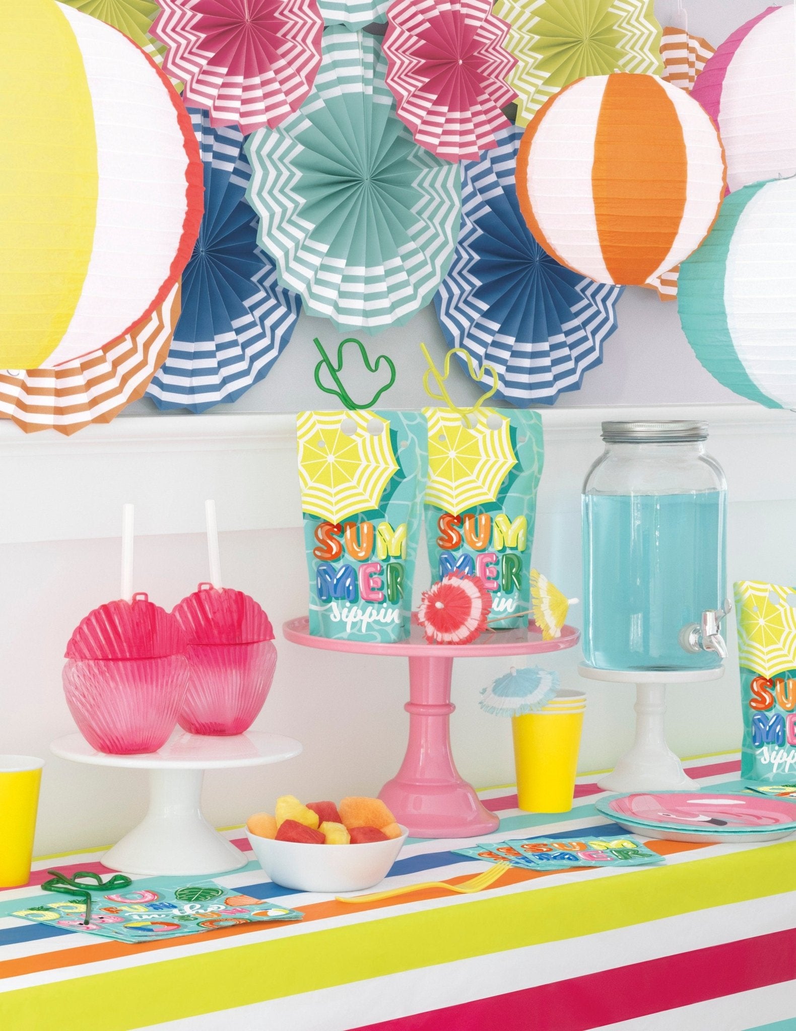 Summer Drink Pouches & Straws 4ct - Stesha Party