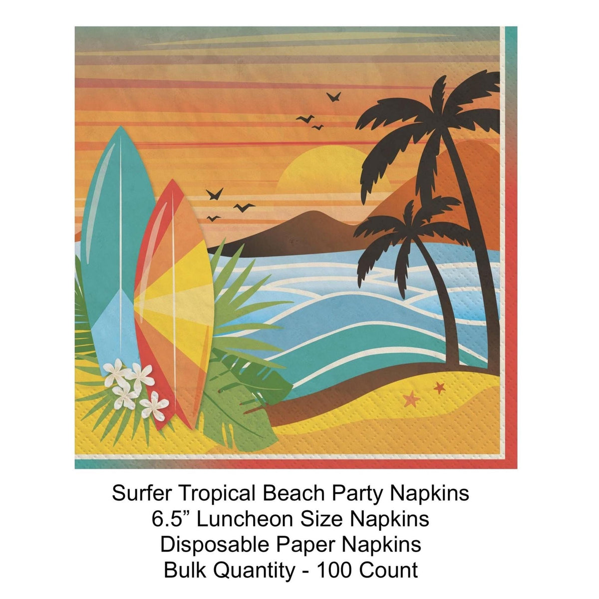 Surfer Party Luncheon Napkins 100ct - Stesha Party