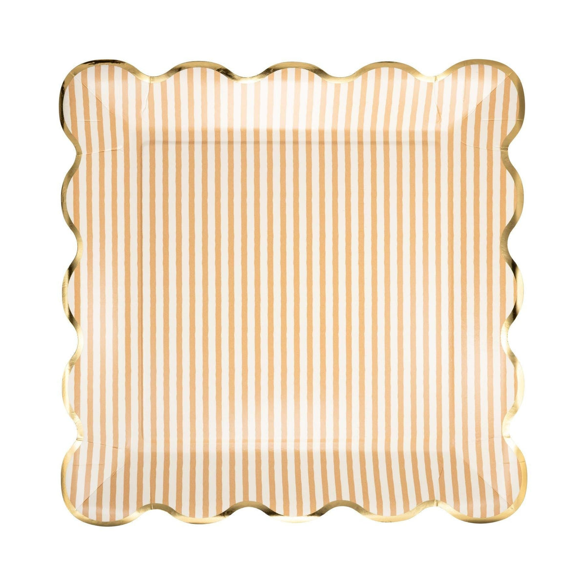 Tan Stripe Gold Foil Plates 8ct - Stesha Party