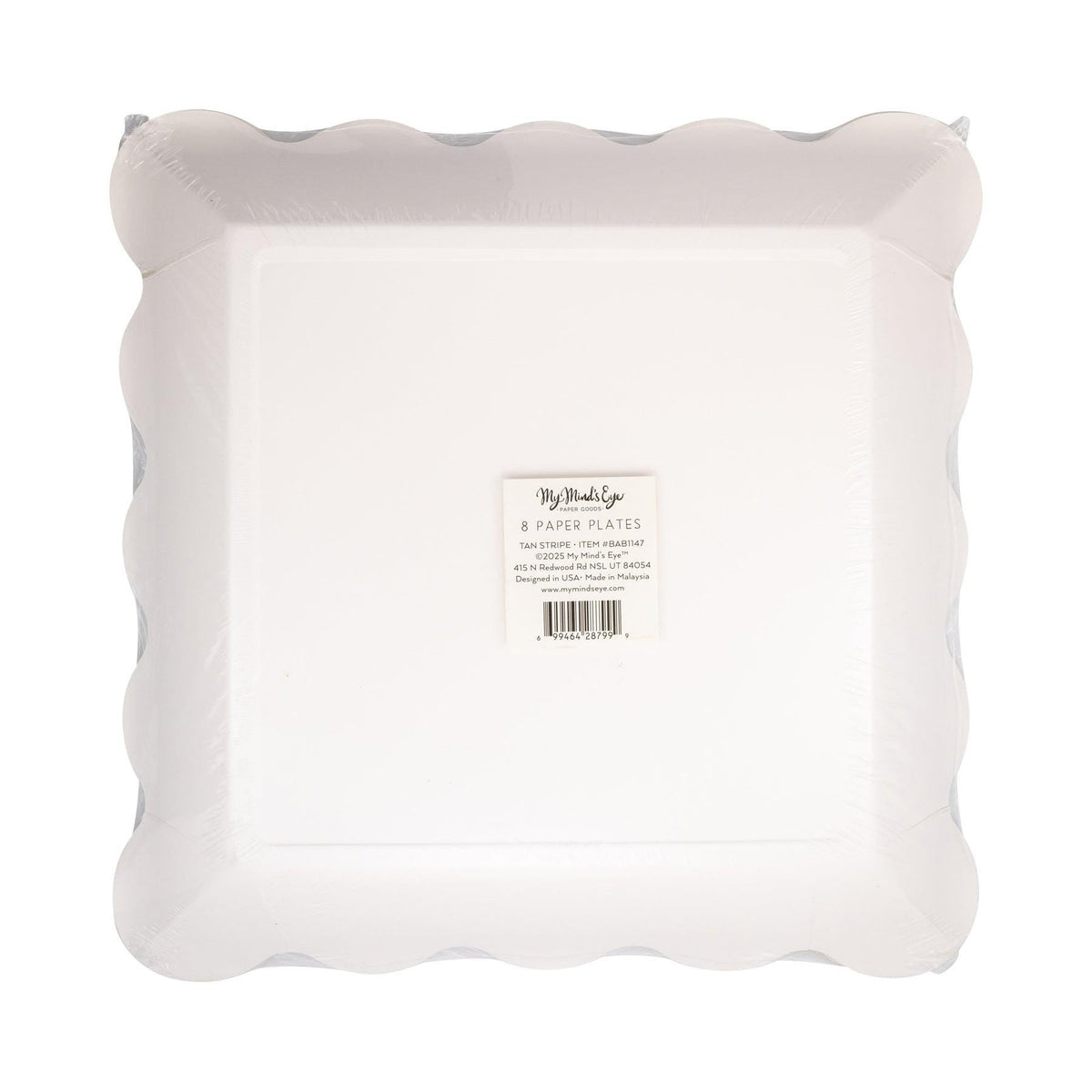 Tan Stripe Gold Foil Plates 8ct - Stesha Party