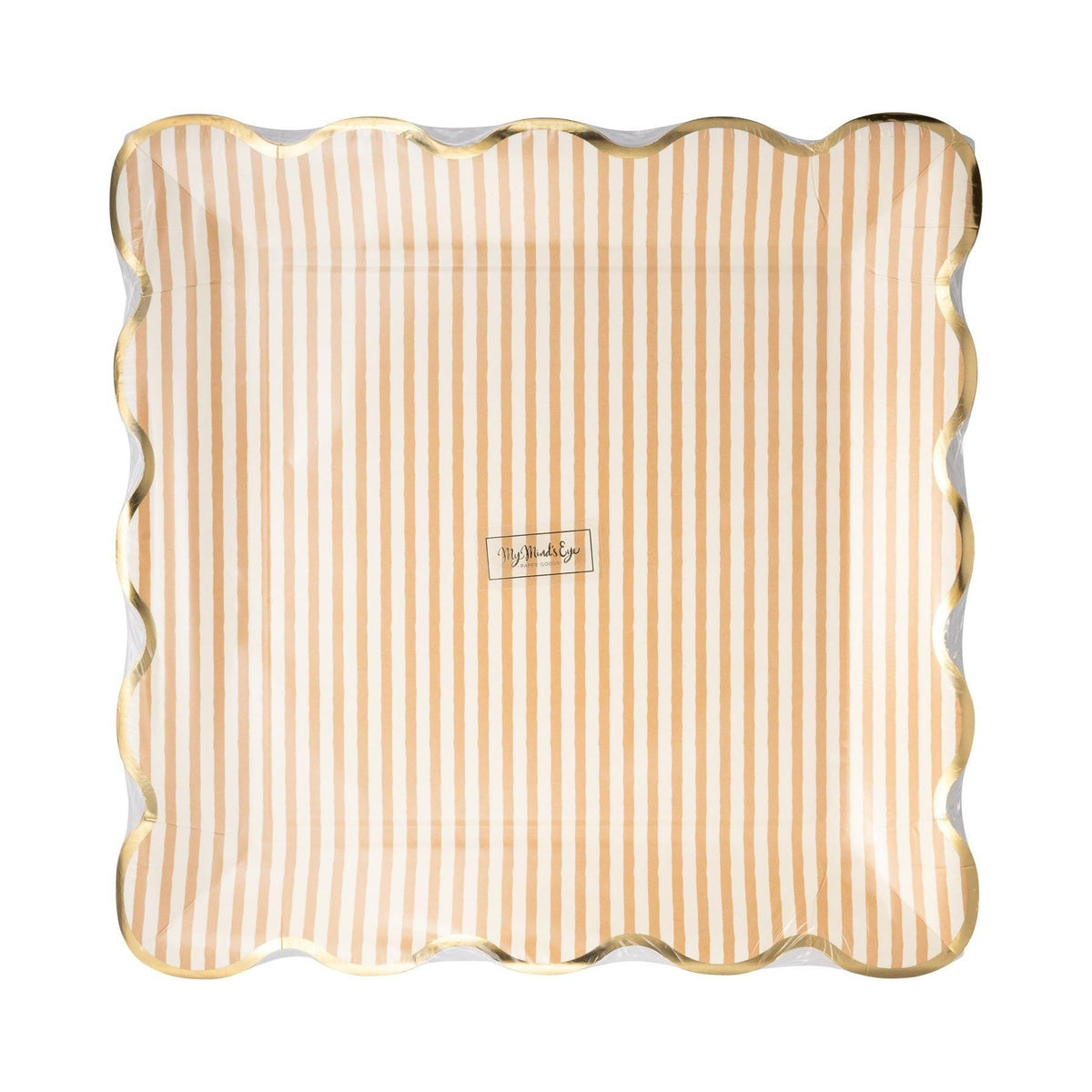 Tan Stripe Gold Foil Plates 8ct - Stesha Party