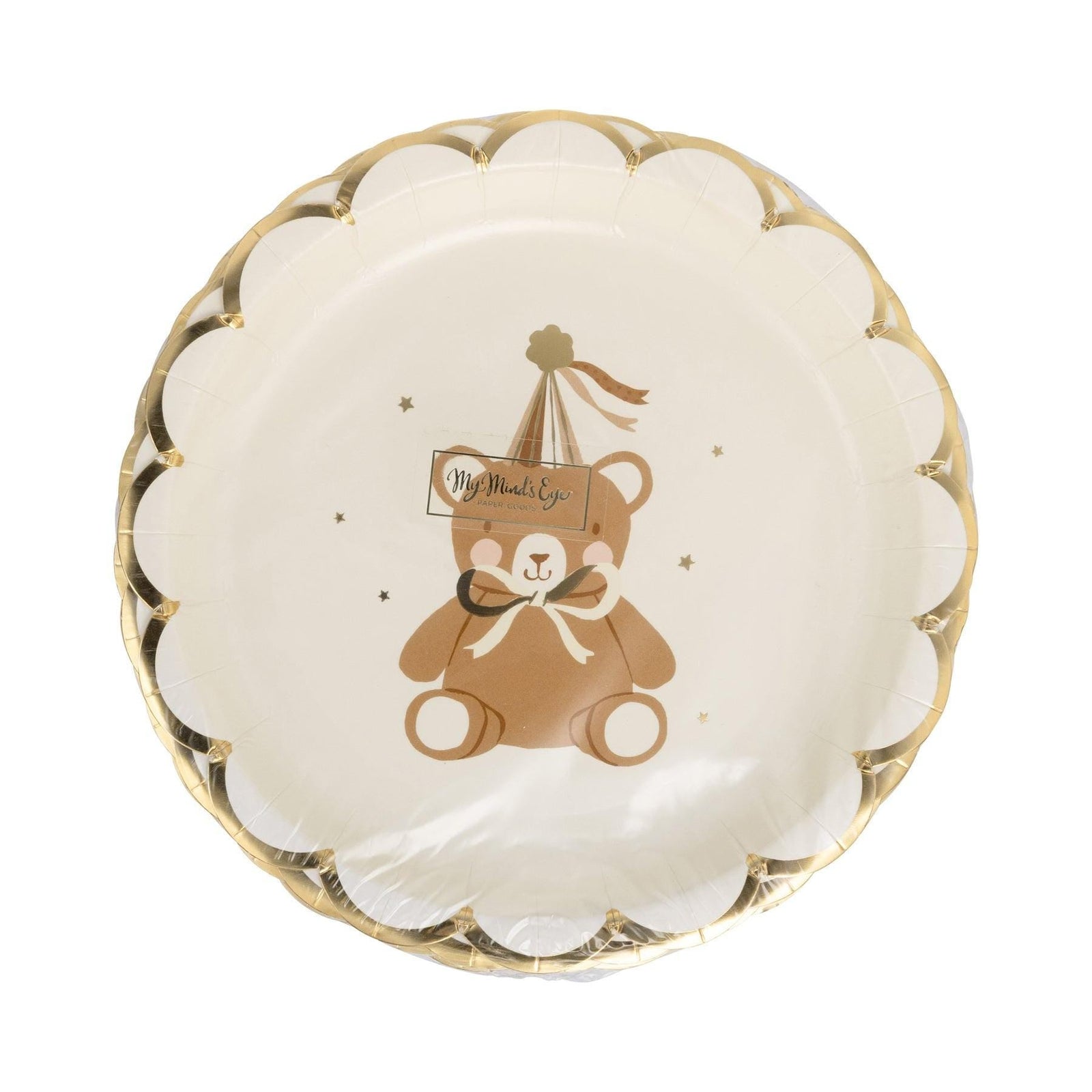 Teddy Bear Gold Foil Plates 8ct - Stesha Party