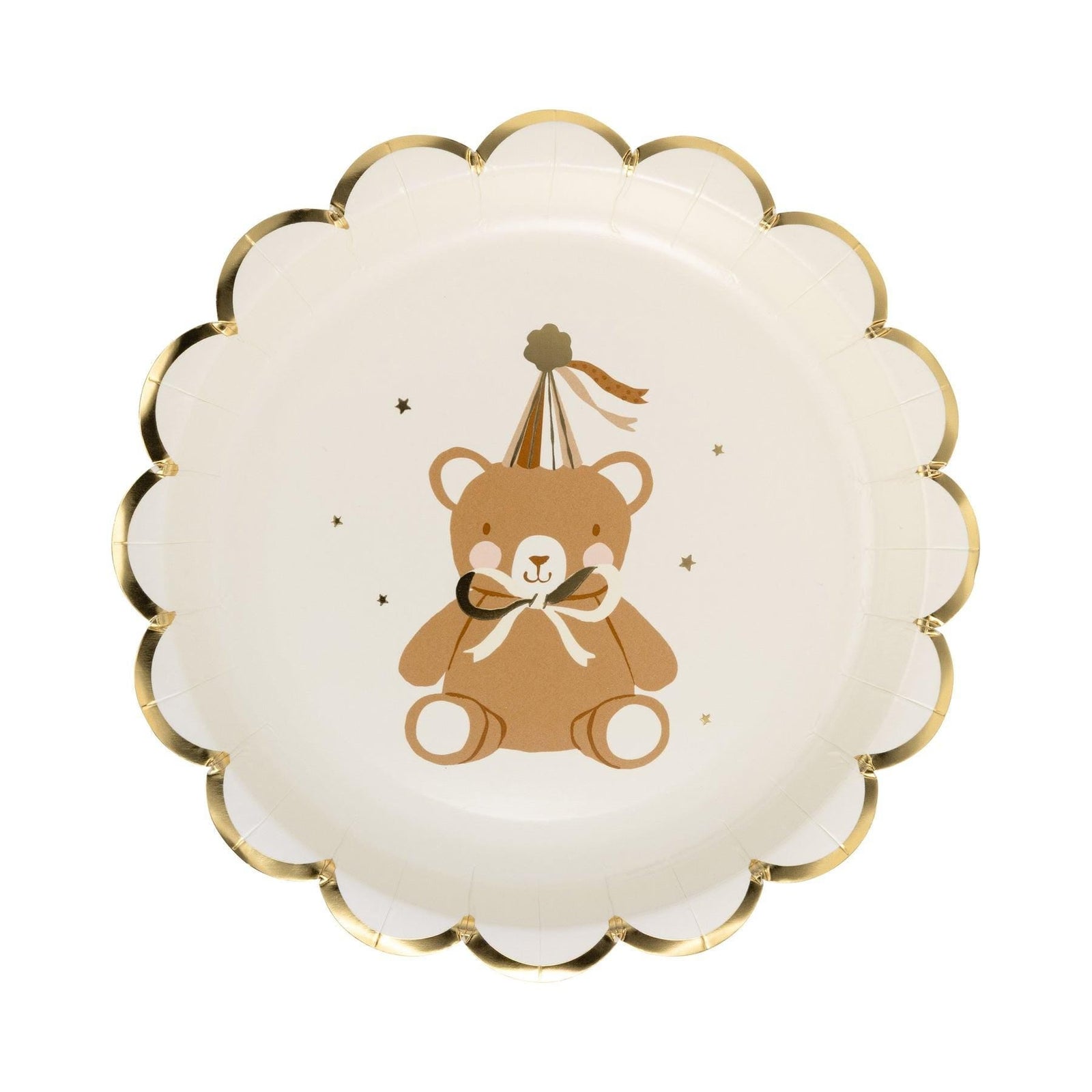 Teddy Bear Gold Foil Plates 8ct - Stesha Party
