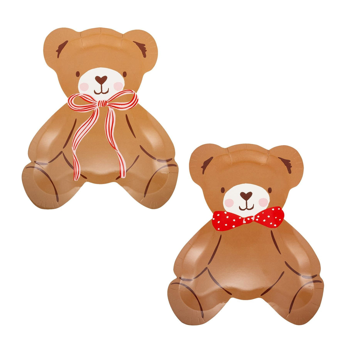 Teddy Bear With Bow Shaped Plates Set - Stesha Party