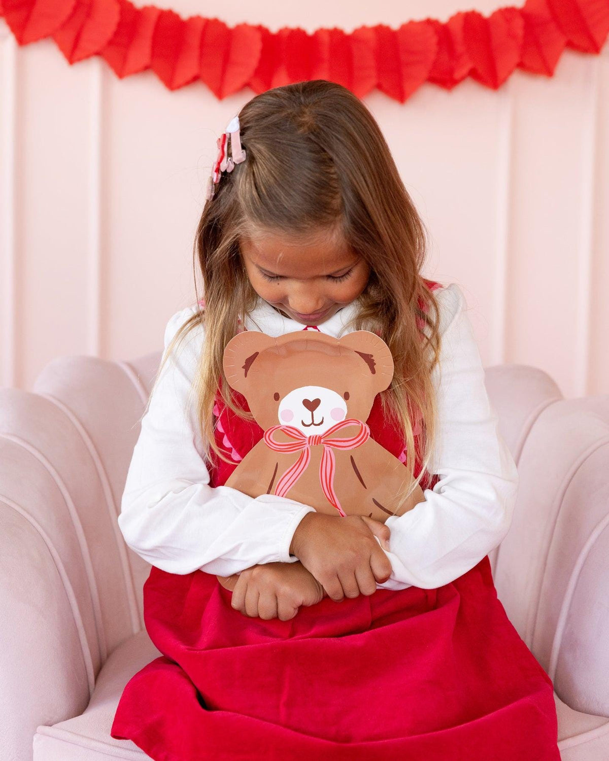 Teddy Bear With Bow Shaped Plates Set - Stesha Party