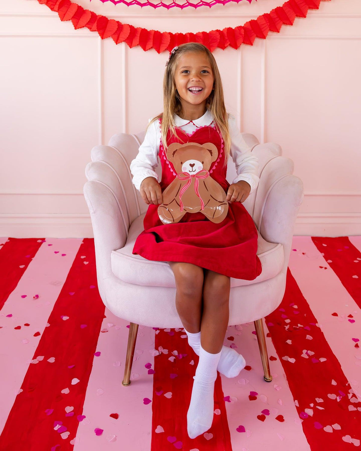 Teddy Bear With Bow Shaped Plates Set - Stesha Party