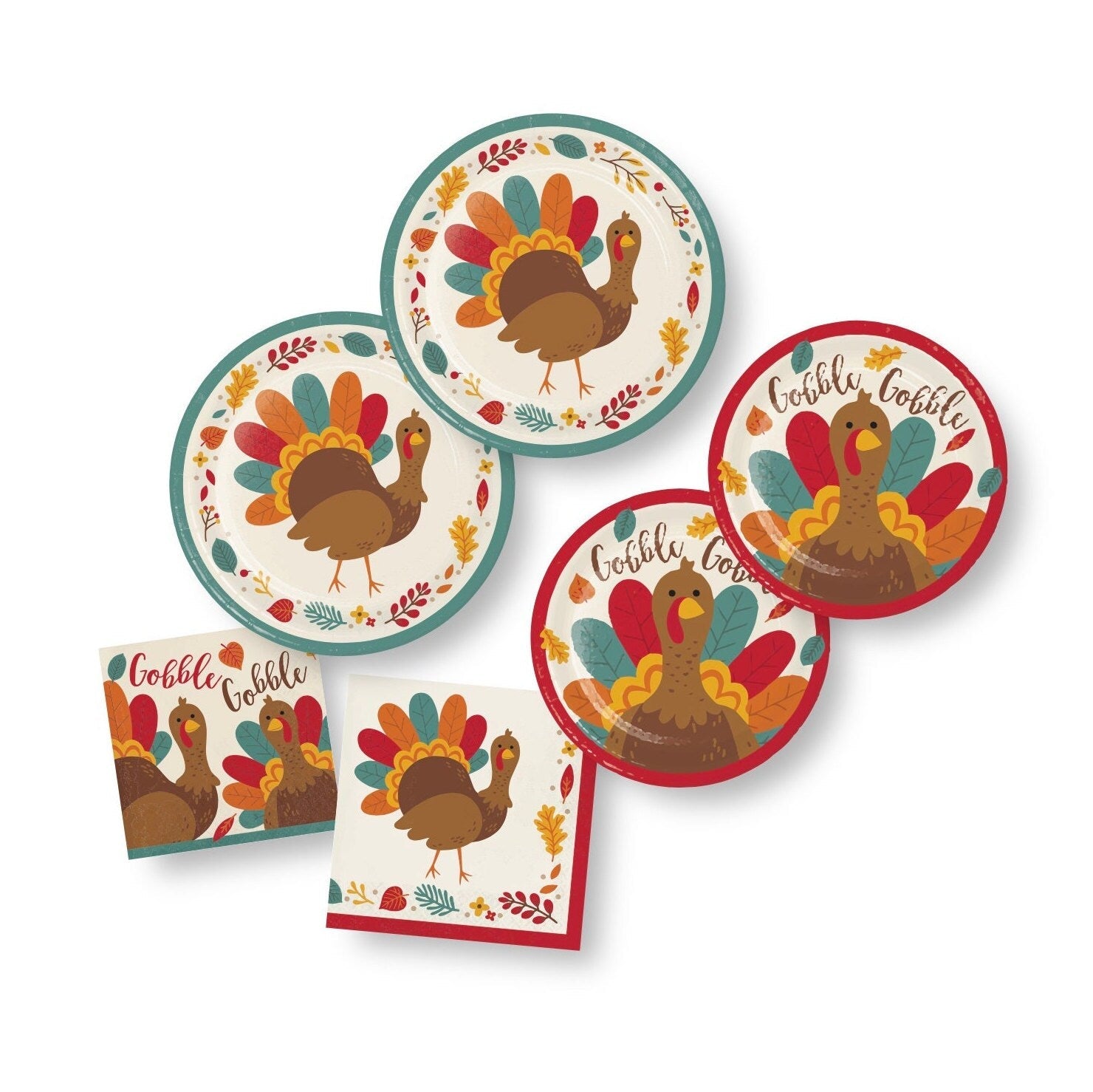 Thanksgiving Turkeys Plate & Napkin Sets - Stesha Party