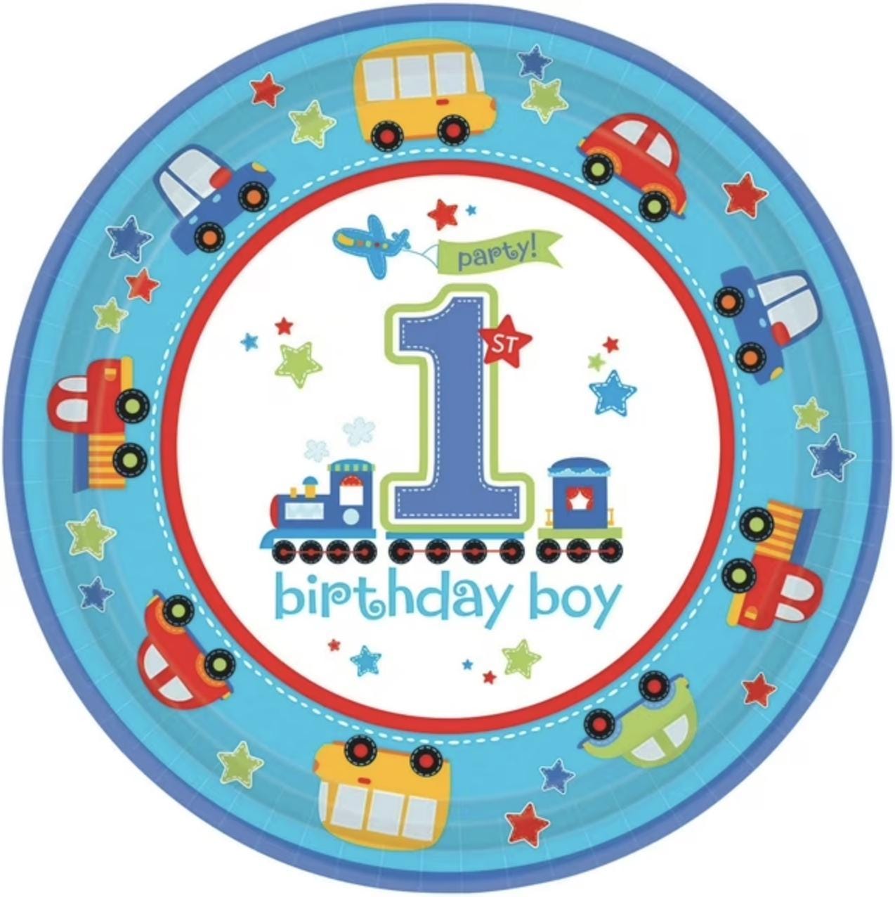 Train 1st Birthday Large Dinner Plates - Stesha Party