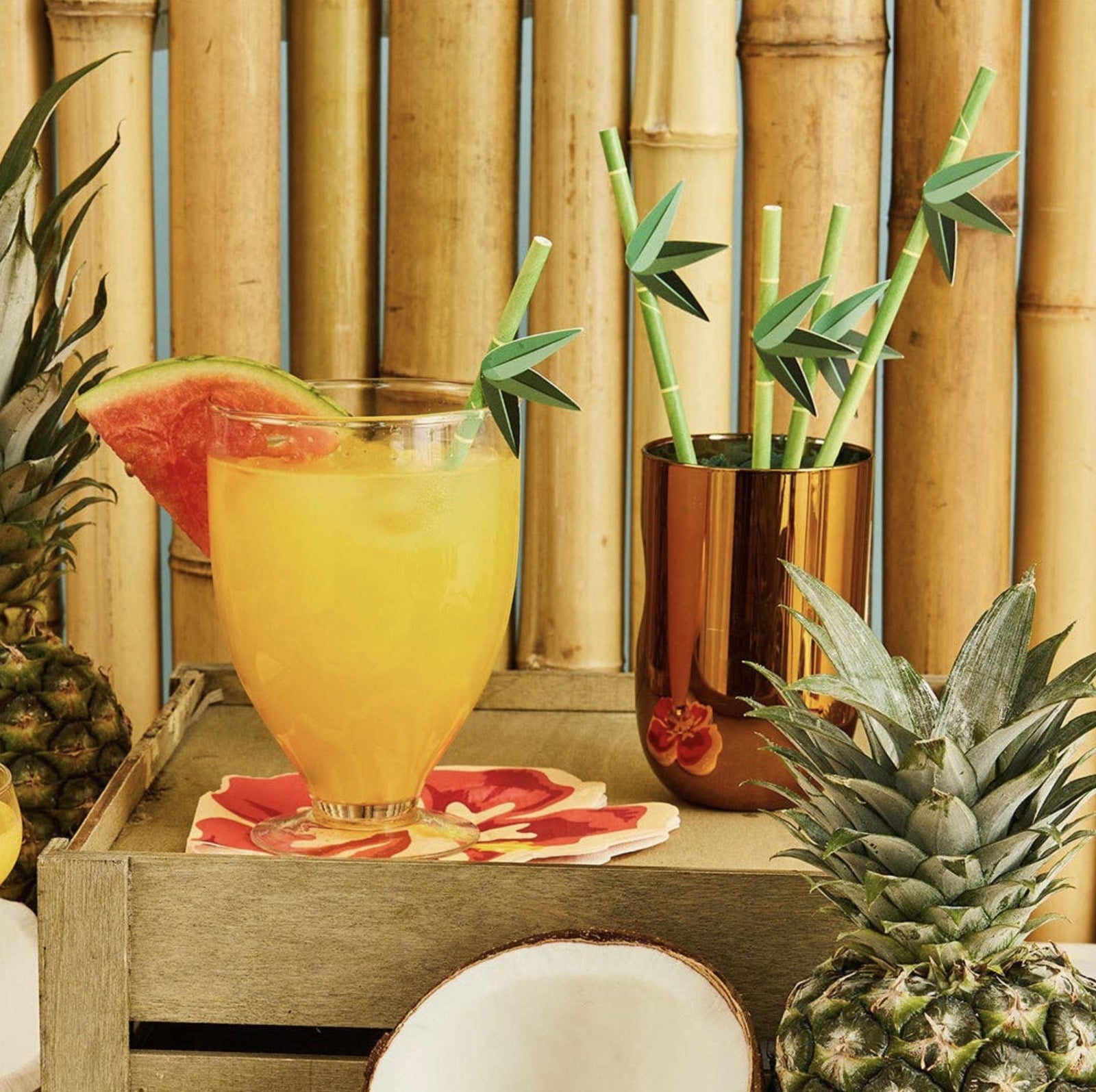 Tropical Bamboo Paper Straws 16 Pack - Stesha Party