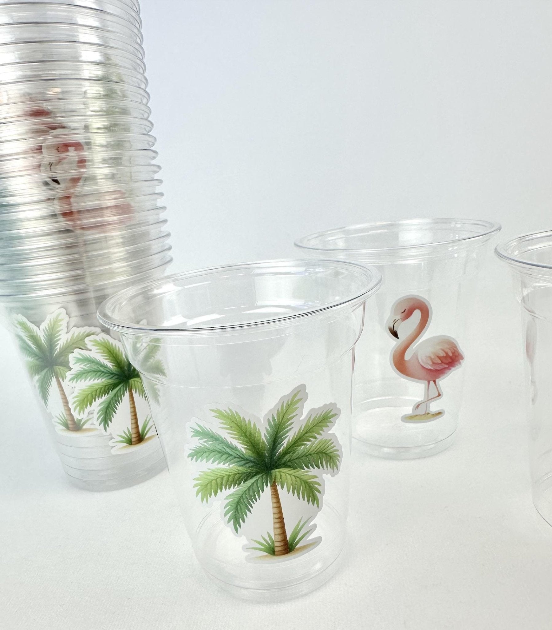 Tropical Flamingo Palm Tree Party Cups - Stesha Party