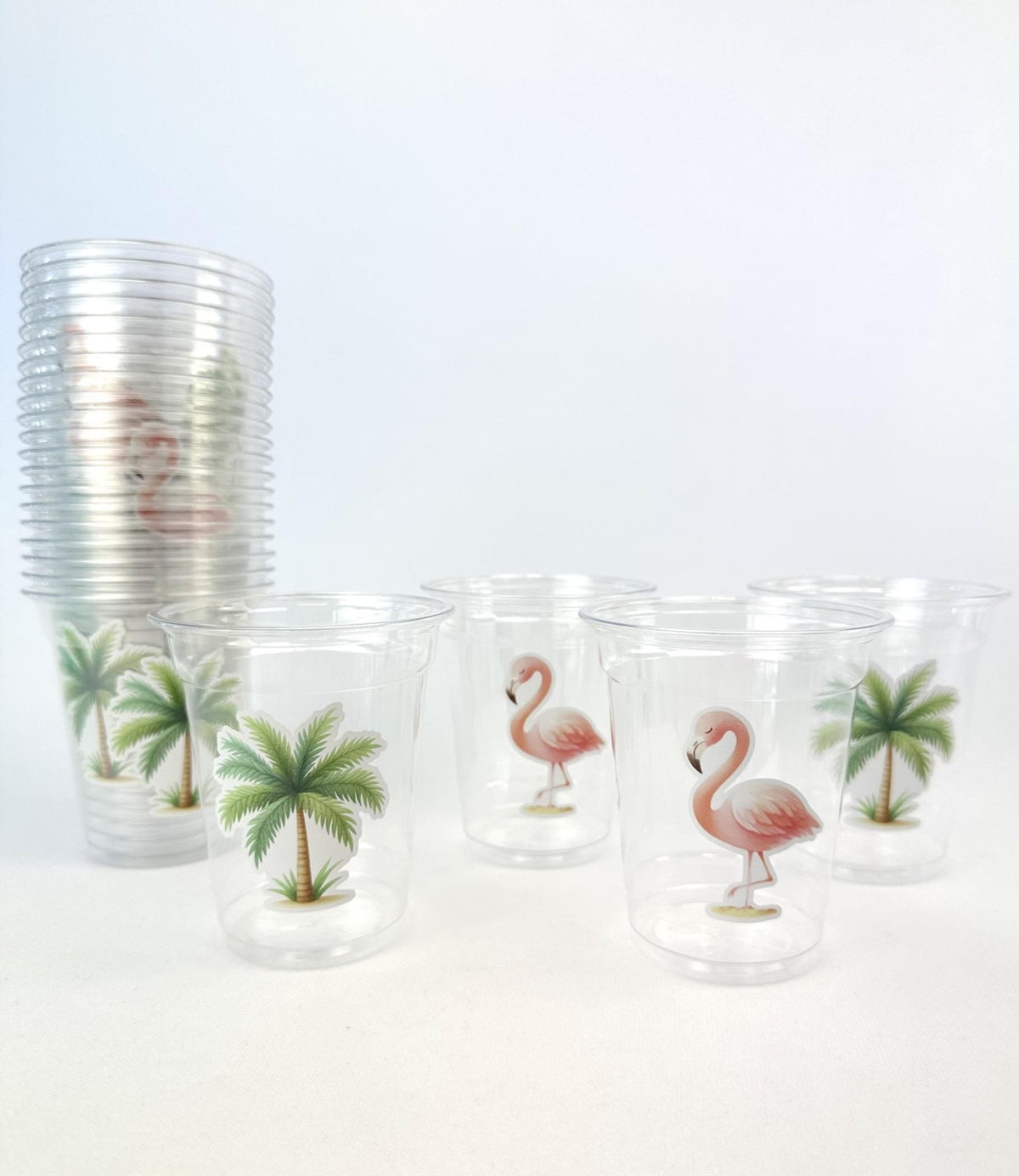 Tropical Flamingo Palm Tree Party Cups - Stesha Party