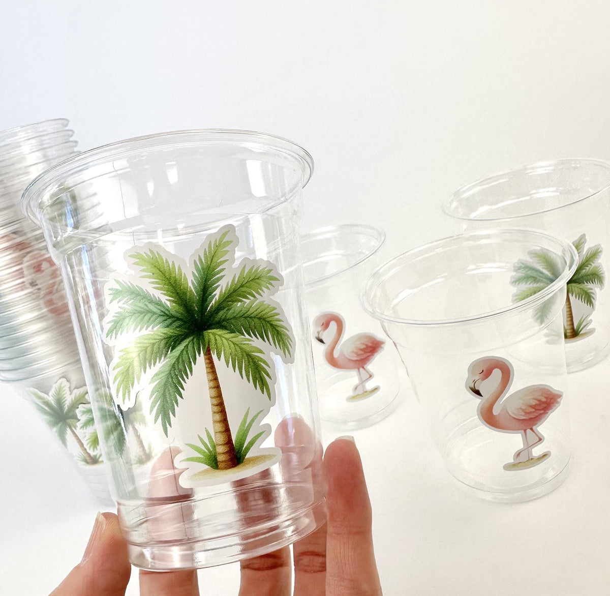 Tropical Flamingo Palm Tree Party Cups - Stesha Party