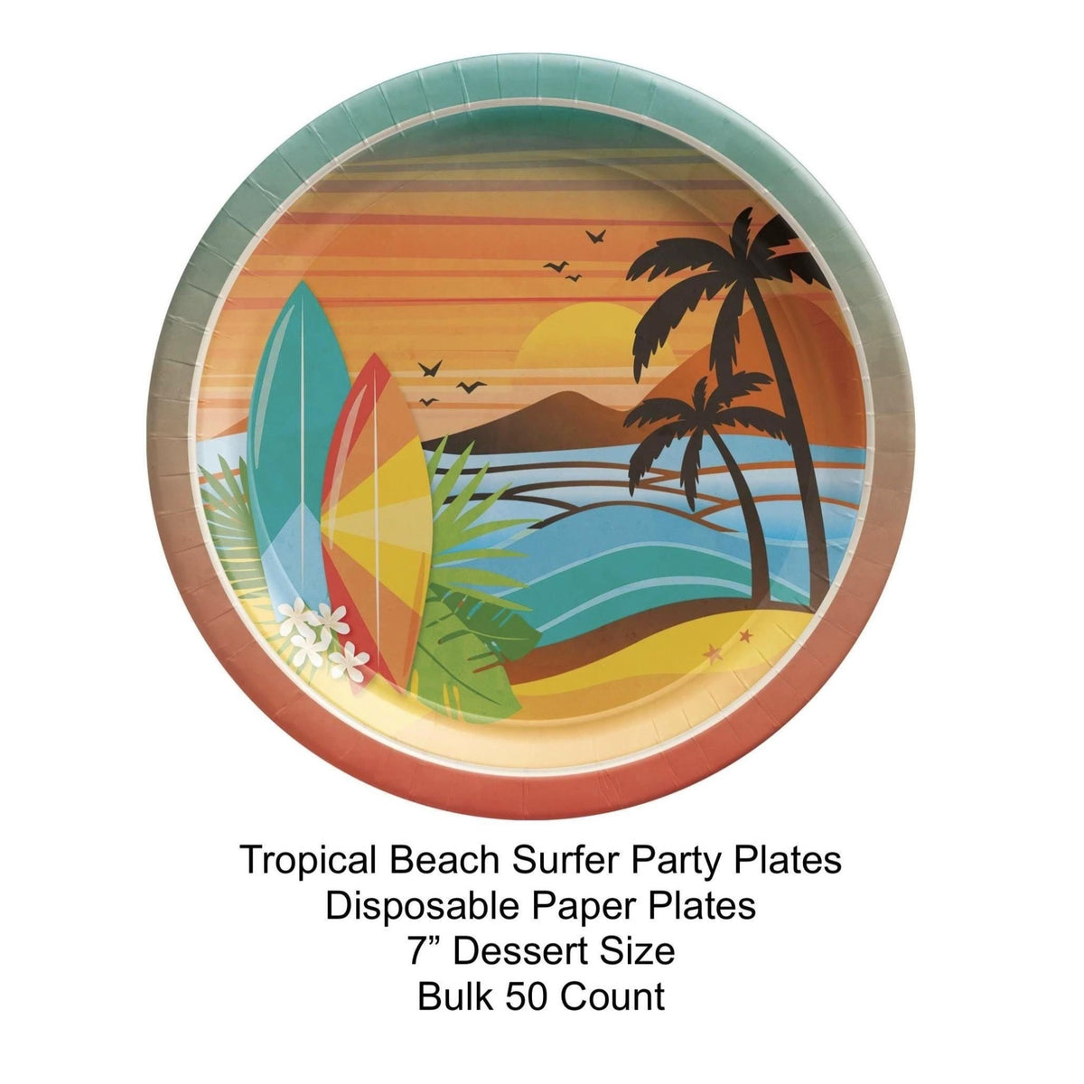 Tropical Surfer Party Cake Plates 8ct - Stesha Party