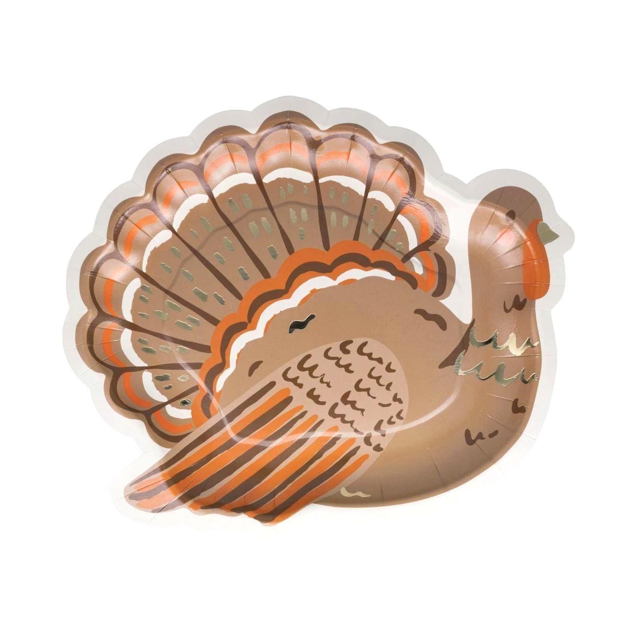 Turkey Shaped Thanksgiving Plates - Stesha Party